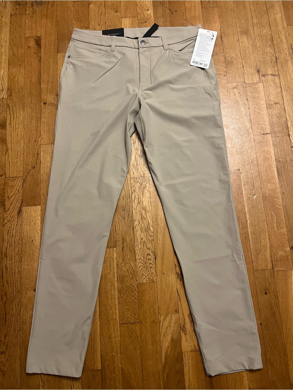 lululemon ABC 5pkt warpstream Men's Light Beige Slim Performance Pants NWT